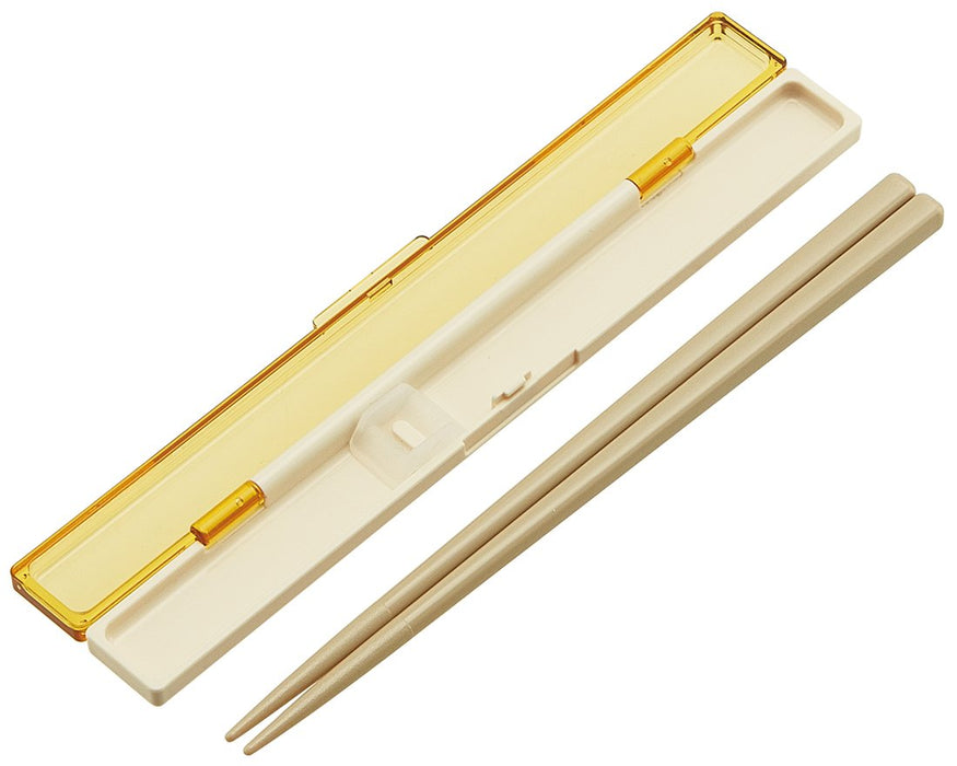 Skater Ultra Slim 18cm Chopstick and Case Set Yellow Retro French Made in Japan