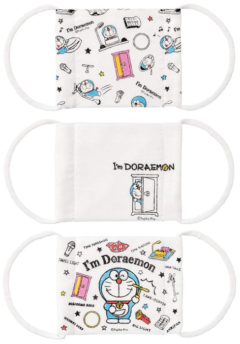 Skater Doraemon Kids 3-10 ans Lot de 3 masques antibactériens lavables en gaze 12 épaisseurs 12 x 9 cm