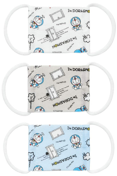 Masque en Gaze Skater Doraemon pour Bébés 2-4 Ans Antibactérien Lavable Lot de 3 8,8x6,5 cm