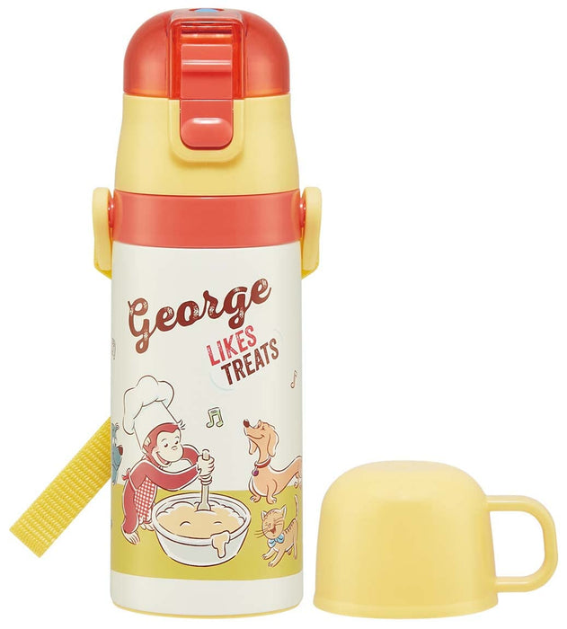 Skater Curious George Kids 350ml 2-Way Stainless Steel Water Bottle with Cup SKDC3-A