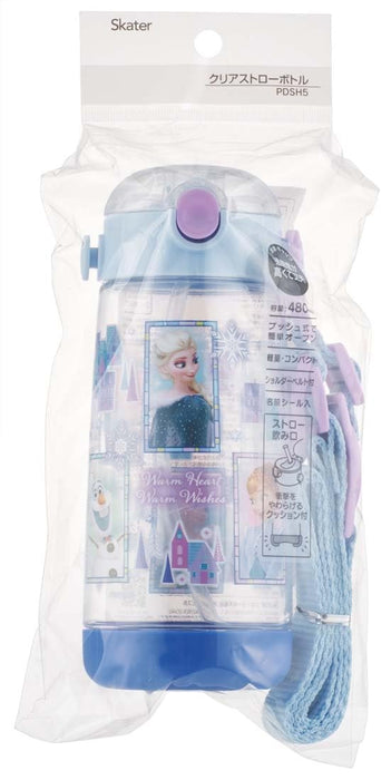 Skater Disney Frozen Water Bottle 480ml Clear with Straw for Kids - Girls edition