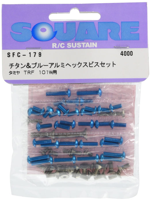 Jeu de vis hexagonales carrées en titane et aluminium bleu Tamiya TRF101W