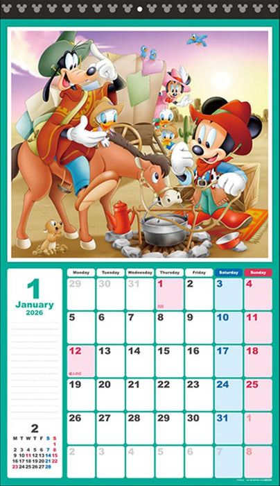 Sun-Star Stationery 2026 Mickey & Friends Wall Calendar Standard Hanging
