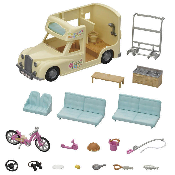 Epoch Sylvanian Families Overnight Camper, Spielzeug-Puppenhausfahrzeug für Kinder ab 3 Jahren