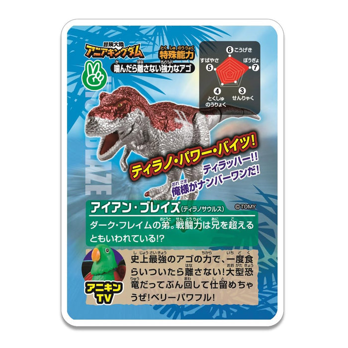 Jouet dinosaure tyrannosaure Ania Kingdom Iron Blaze de Takara Tomy à partir de 3 ans