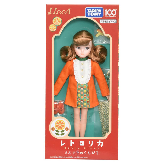 Takara Tomy 100. Jubiläums-Retro-Licca-Chan-Puppe mit orangefarbenen Lippen, für Kinder ab 3 Jahren