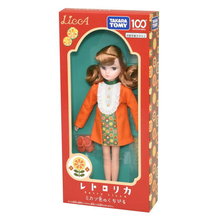 Takara Tomy 100th Anniversary Retro Licca-Chan Doll with Orange Lips for Ages 3+