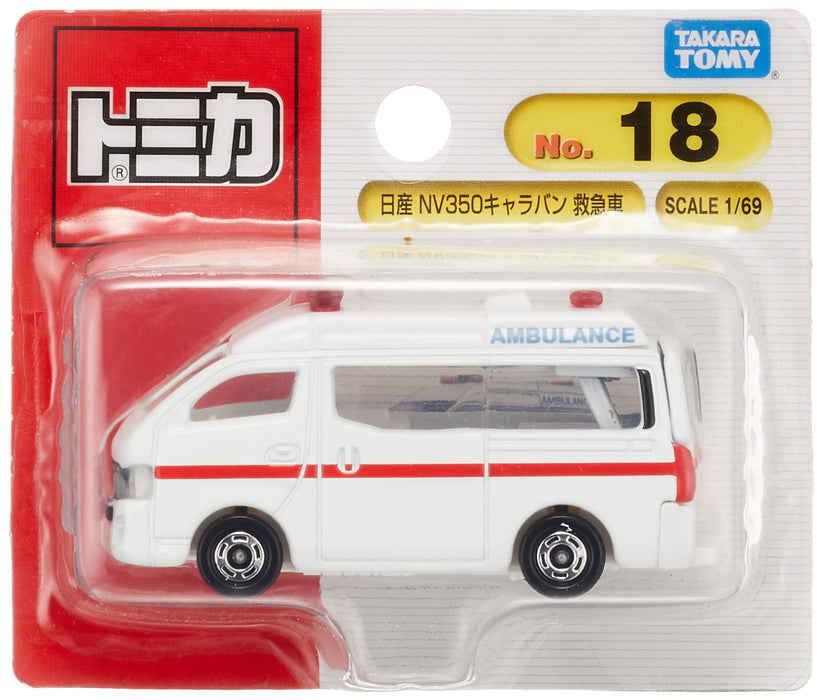 Takara Tomy Tomica No. 18 Nissan NV350 Caravan Ambulance Miniature Toy Car