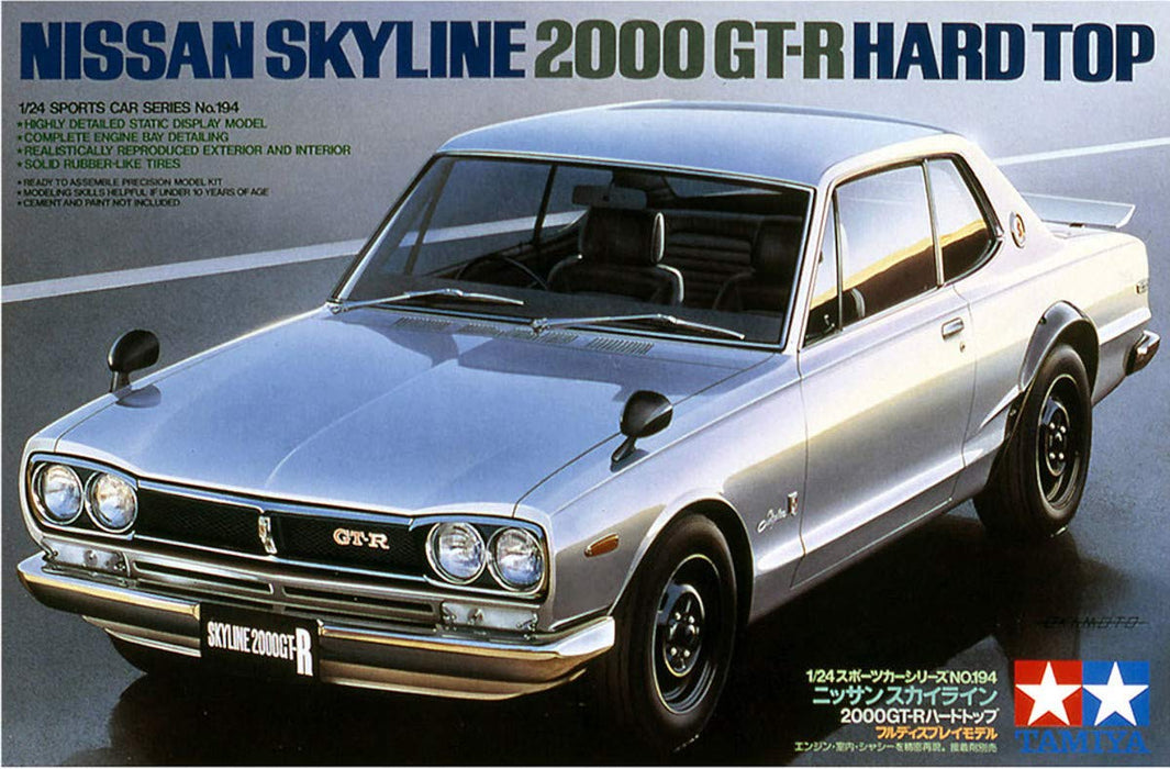 Modèle réduit de voiture de sport en plastique à toit rigide Nissan Skyline 2000 GT-R Tamiya 1/24