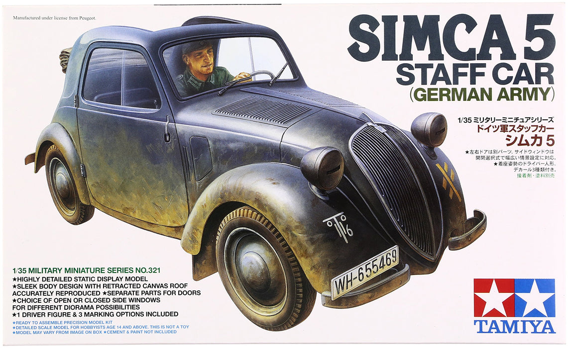 Tamiya 1/35 German Army Staff Car Simca 5 Plastic Model 35321