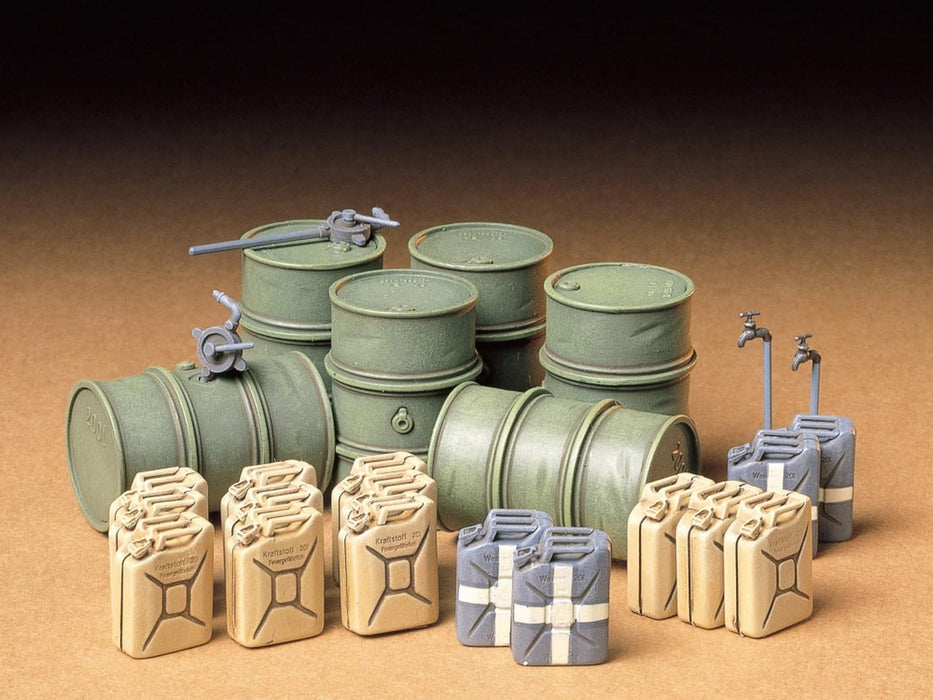 Tamiya 1/35 Coffret de bidons de l'armée allemande Modèle en plastique - Série de miniatures militaires