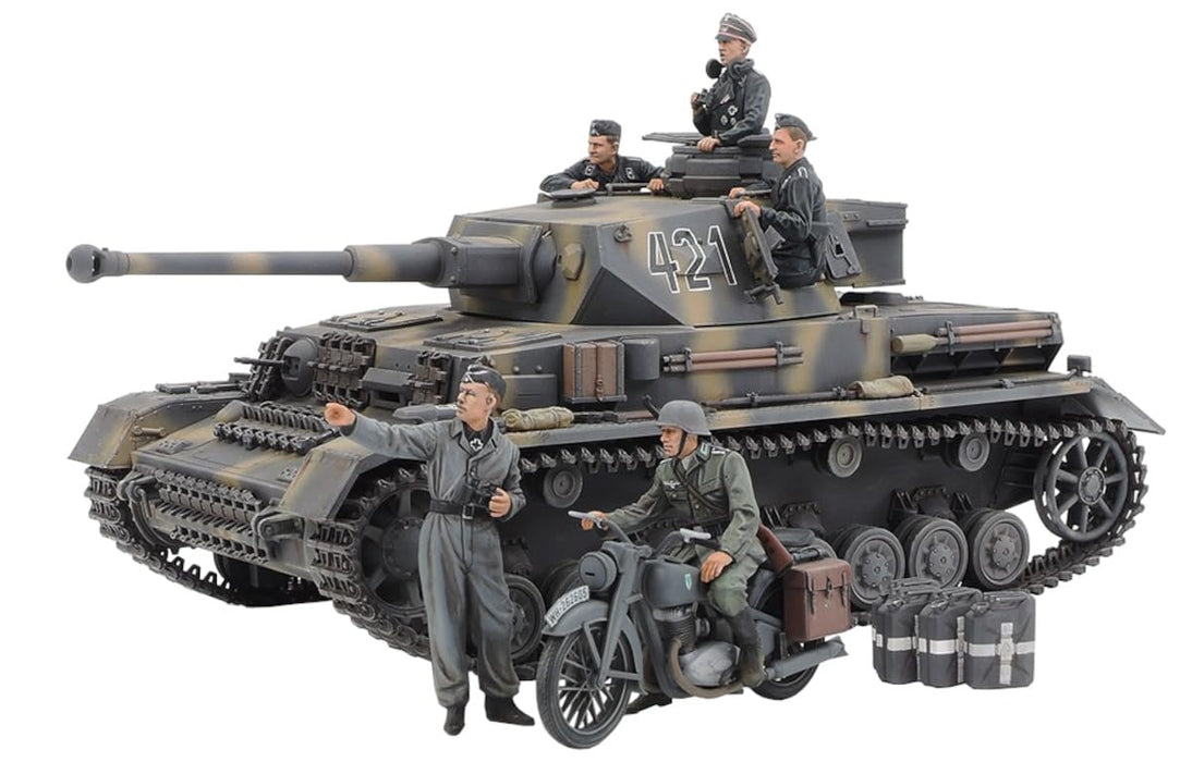 Tamiya 1/35 German IV Tank Early Model with Messenger Bike Plastic Model Set