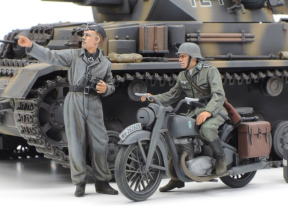 Tamiya 1/35 German IV Tank Early Model with Messenger Bike Plastic Model Set