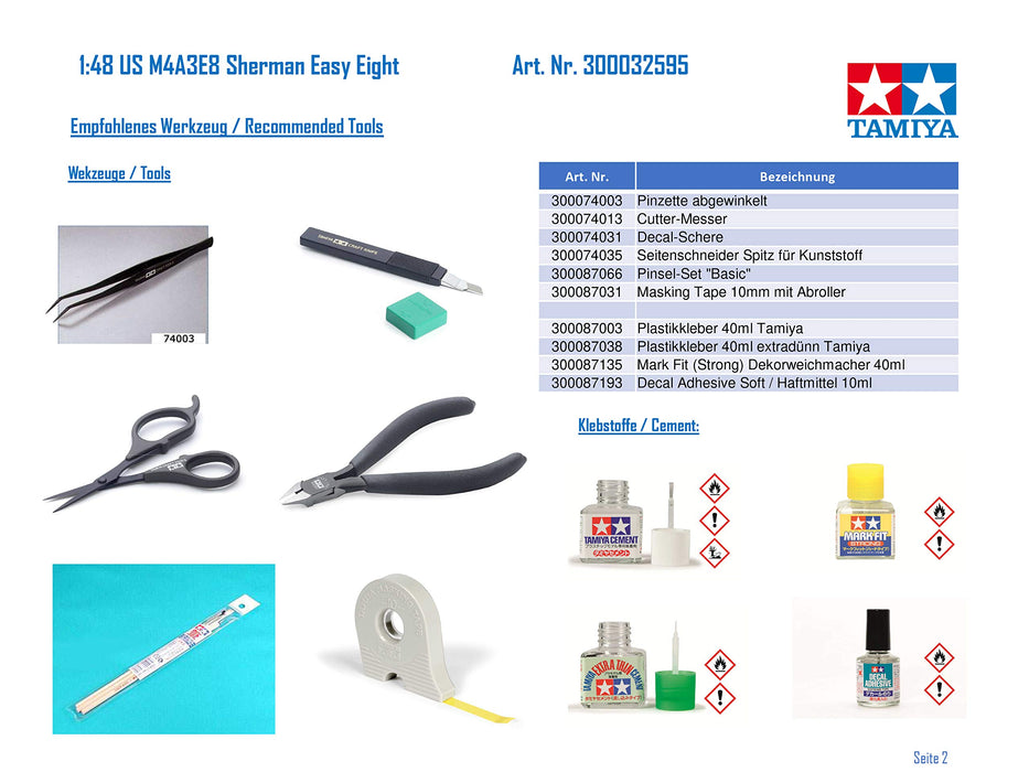 Tamiya 1/48 M4A3E8 Sherman Easy Eight Military Model 32595