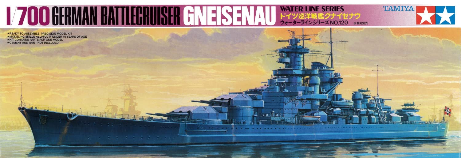 Tamiya 1/700 Wasserlinie Deutscher Schlachtkreuzer Gneisenau Modell 77520