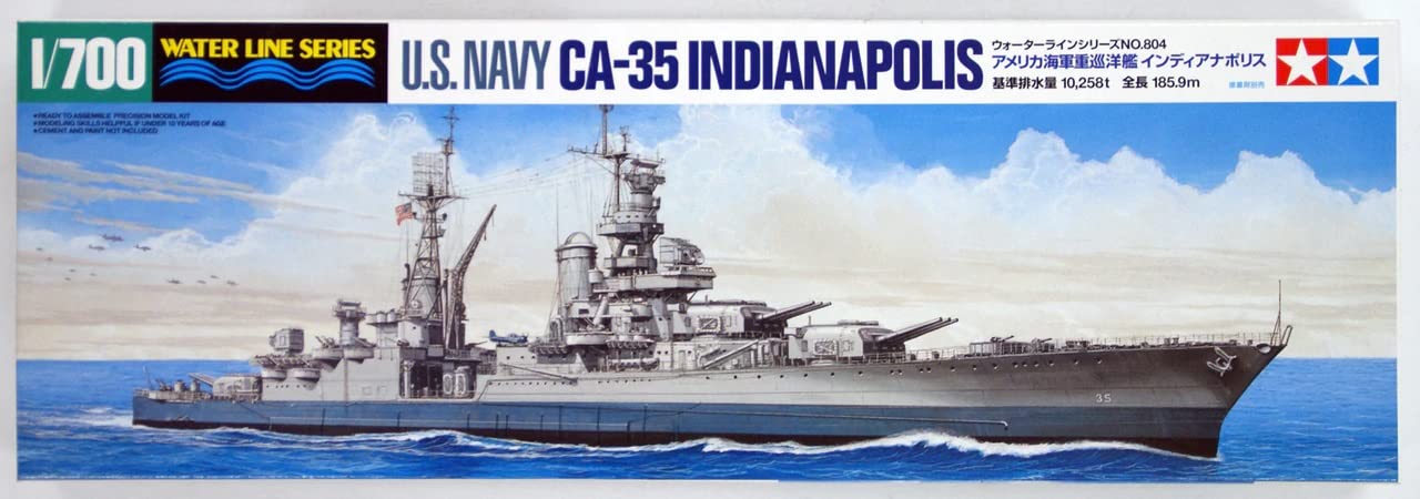 Tamiya 1/700 US Navy Heavy Cruiser Indianapolis Plastic Model Kit