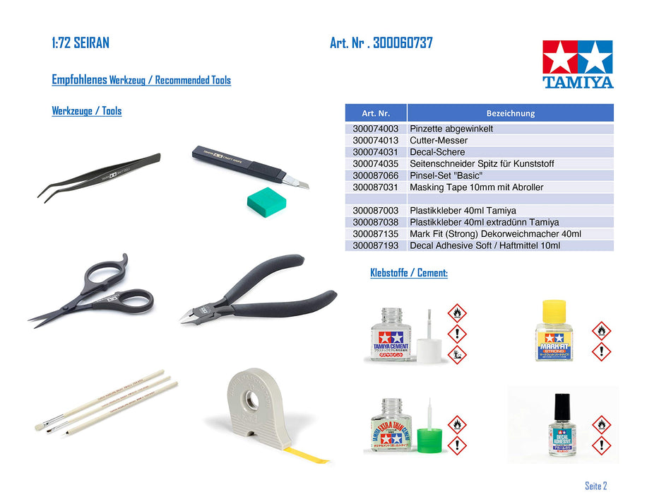 Tamiya 1/72 Japanische Marine Aichi M6A1 Seiran Plastikmodell 60737