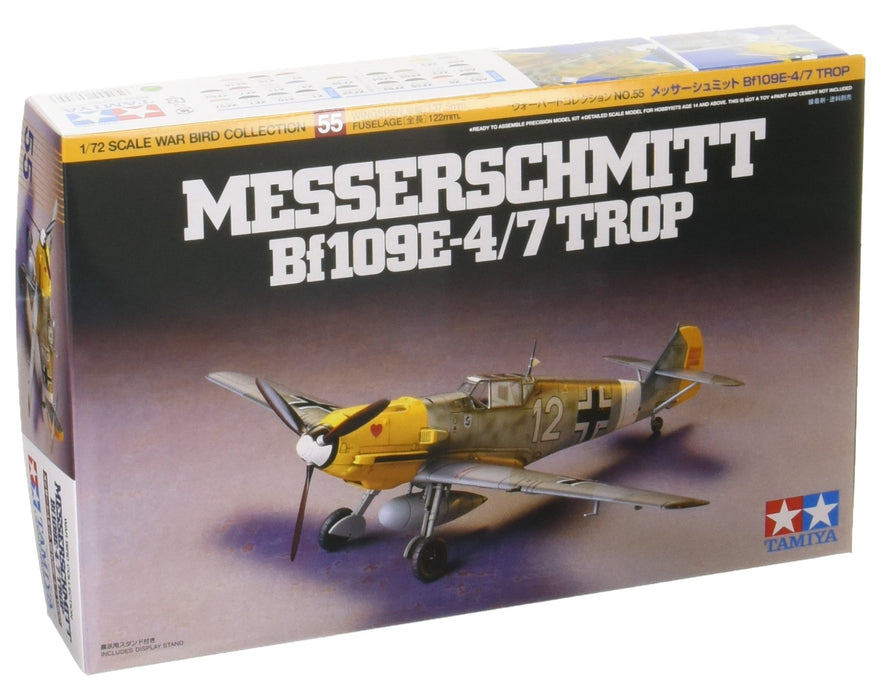 Tamiya 1/72 Warbird Messerschmitt Bf109E-4/7 Trop Plastic Model 60755