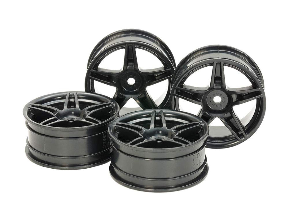 Tamiya Hop-Up Options 5-Twin Spoke 24Mm Black Wheels +2 Offset Set of 4