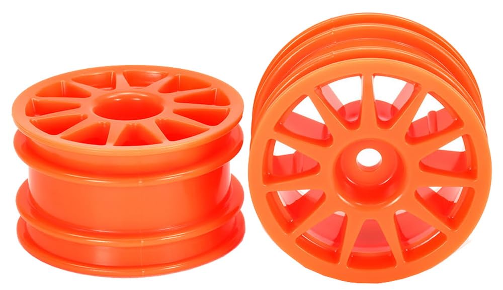 Roues Tamiya Hop-Up Op.1913 T3-01 à 11 rayons orange fluo, 2 pièces