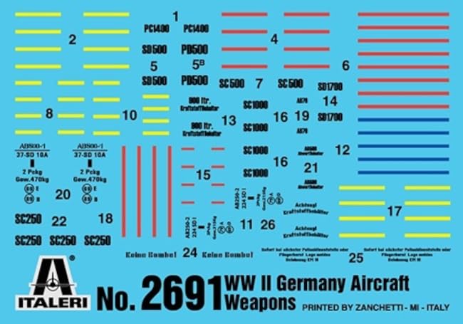 Tamiya Italeri 1/48 Ensemble d'armes pour avions allemands de la Seconde Guerre mondiale Modèle 2691