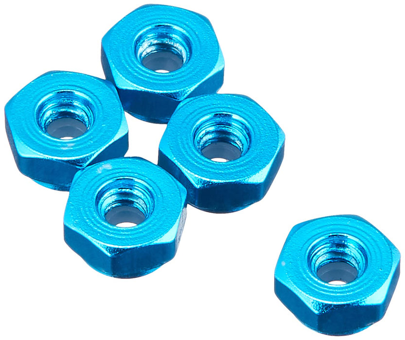 Tamiya 2mm Aluminum Lock Nuts (Blue) - Pack of 5 Mini 4WD Upgrade Parts