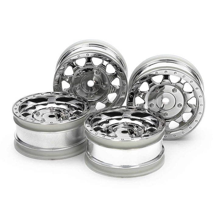 Roues chromées Tamiya BBX 26 mm de largeur + 2 mm de déport (4 pièces)