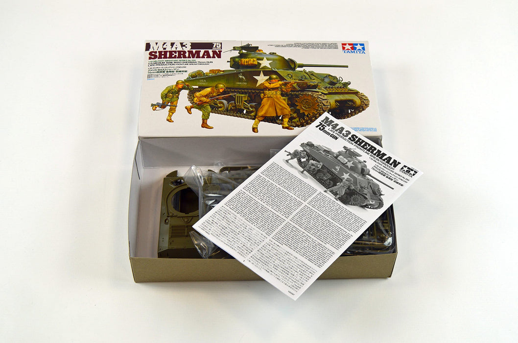 Tamiya 1/35 US Army M4A3 Sherman 75mm Gun Spätes Modell Plastikmodellbausatz