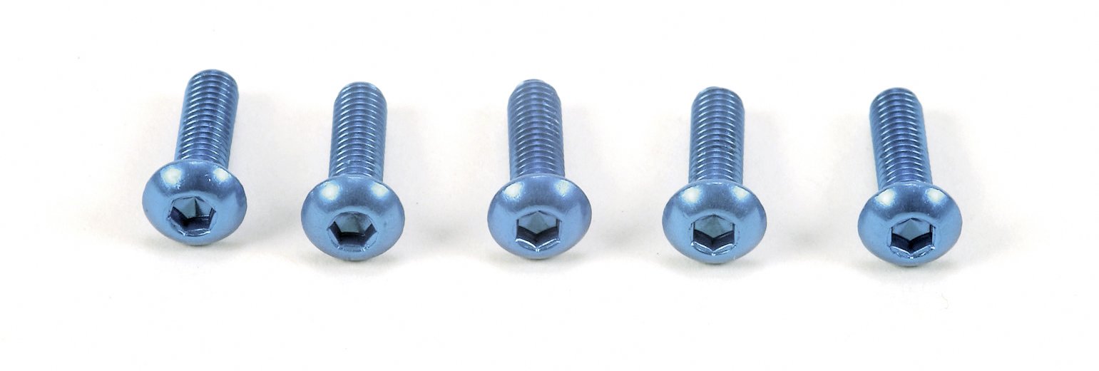 Lot de 5 vis à tête bombée bleues Tamiya Hop-Up Options 3x10 mm