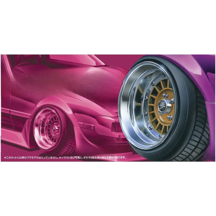 AOSHIMA - Tuned Parts 1/24 Focus Racing 14Inch Tire & Wheel Set- Japan Figure Store - #1 Bring To You The Best Japanese Goods