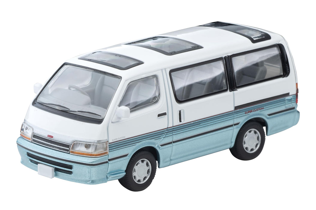 Tomytec 1/64 Toyota Hiace Wagon 1990 Modell - Weiß/Hellblau | Limitiertes Vintage