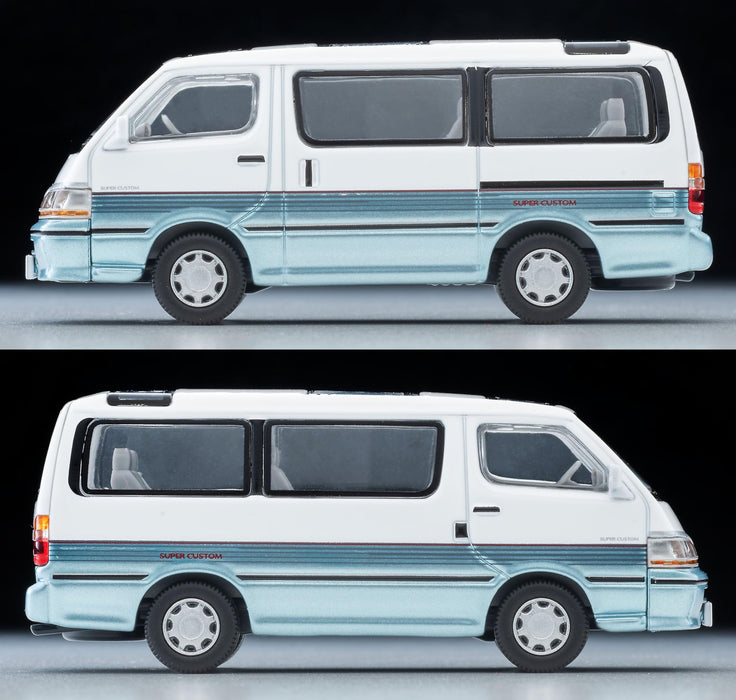 Tomytec 1/64 Toyota Hiace Wagon 1990 Modell - Weiß/Hellblau | Limitiertes Vintage