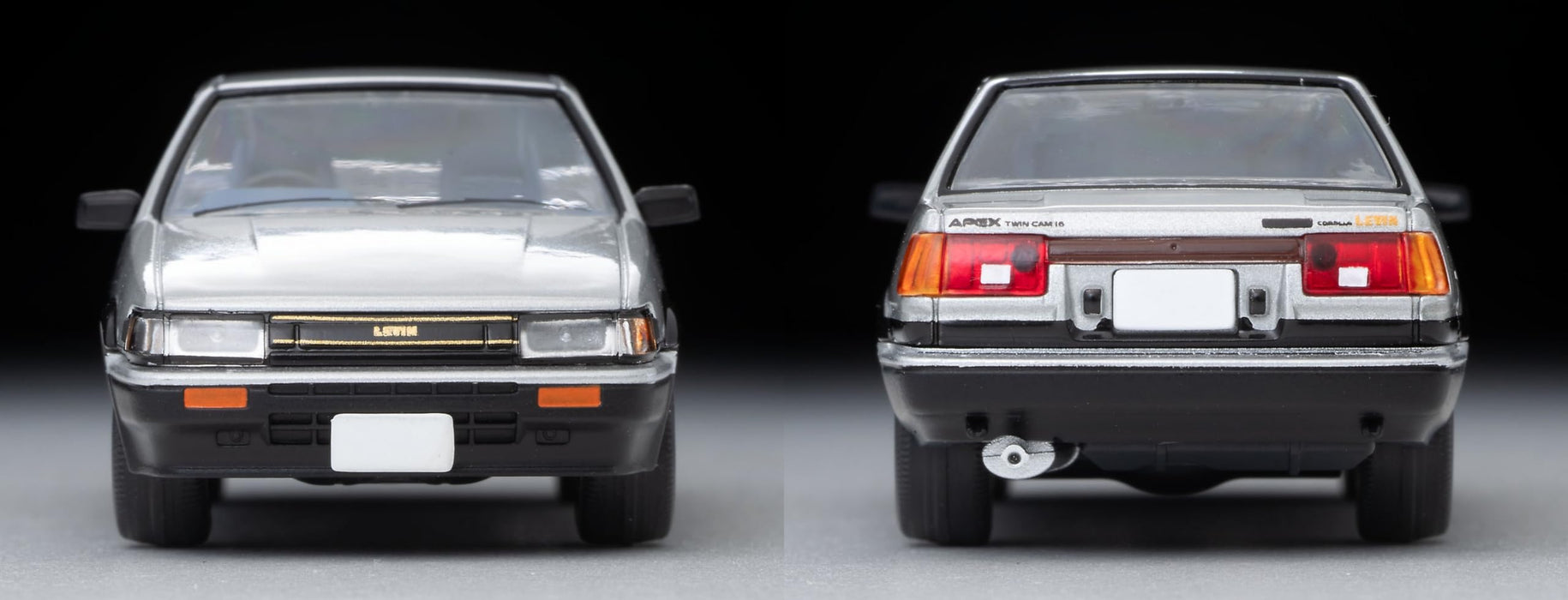 Tomytec Tomica Neo 1/64 Toyota Corolla Levin 2 portes GT-Apex 1984 Argent/Noir