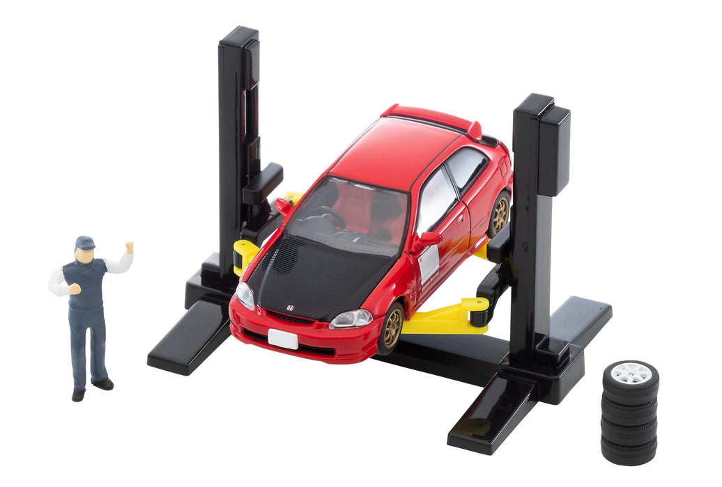 Tomytec Tomica Rama Vintage 1/64 Car Lift with Honda Civic Type R Accessories