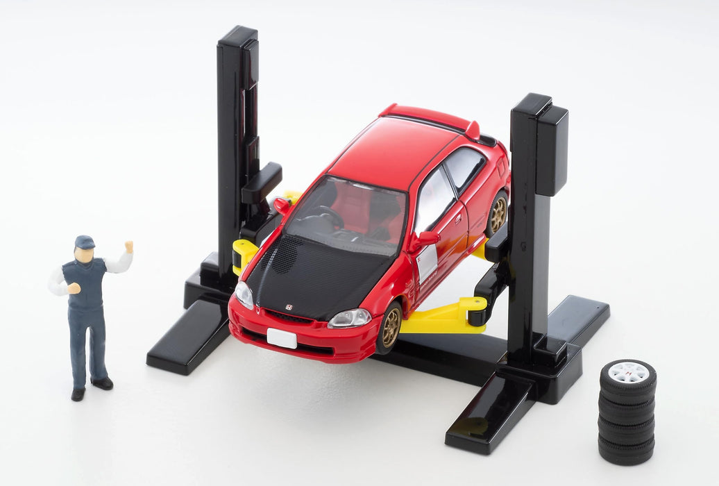 Tomytec Tomica Rama Vintage 1/64 Car Lift with Honda Civic Type R Accessories