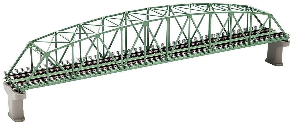 Tomytec Tomix Spur N, grüne zweigleisige Fachwerkbrücke mit Pfeilern – 3222