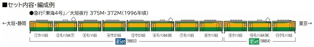 Tomytec Tomix N Spur Jr 165 Serie Tokai Modelleisenbahn-Ergänzungsset 98854