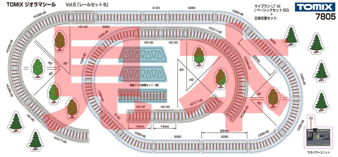 Kotobukiya Tomix N Gauge Diorama Seal Vol.5 Rail Set B 7805 Modèle de chemin de fer