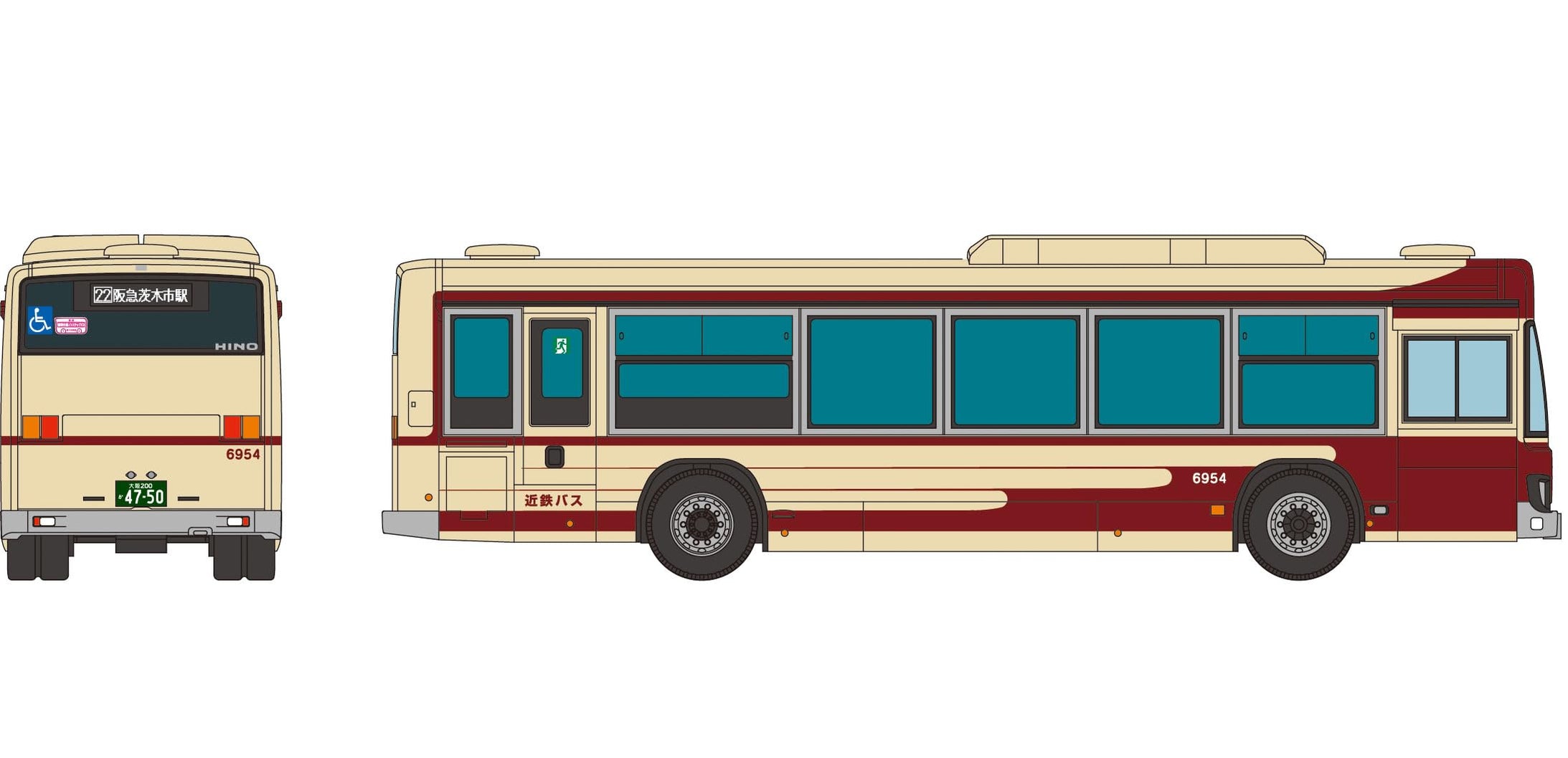 Tomytec The Bus Collection Kintetsu Bus Hino Blue Ribbon Paint Design
