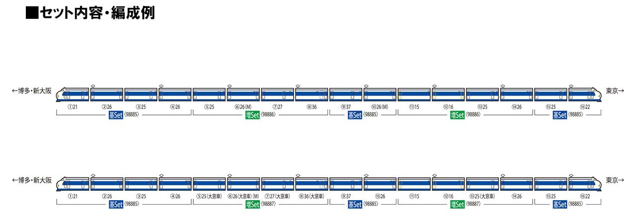 Tomytec Tomix N Gauge Jnr 0-1000 Series Shinkansen Add-On Set 98886