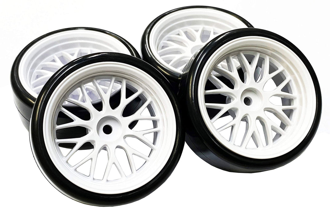 Tamiya Top Line Drift Tires with Pre-Fitted Gnosis Hs202 Wheels Offset 3 White