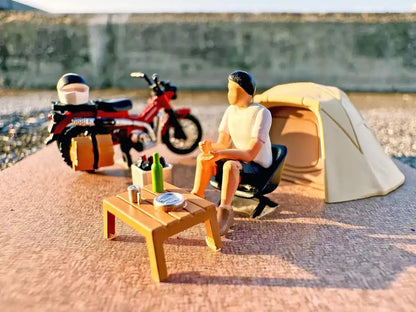 Tomytec Geocolle 64 Car Snap 30A Solo Camping Set with Honda CT125 Hunter Cub