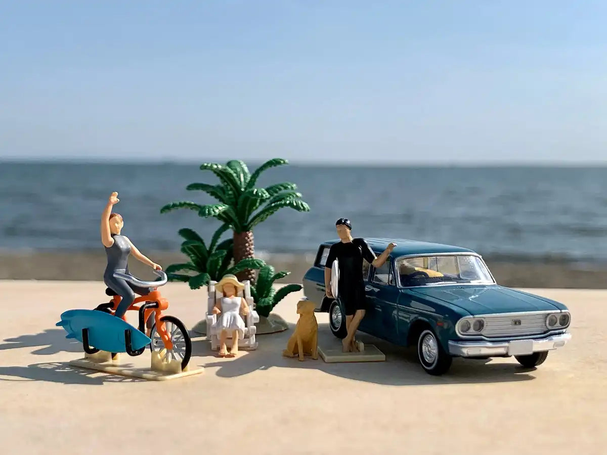 Tomytec Geocolle 64 Car Snap 19A Surfing Resin Dolls + Die-Cast Mini Car Set- Japan Figure Store - #1 Bring To You The Best Japanese Goods