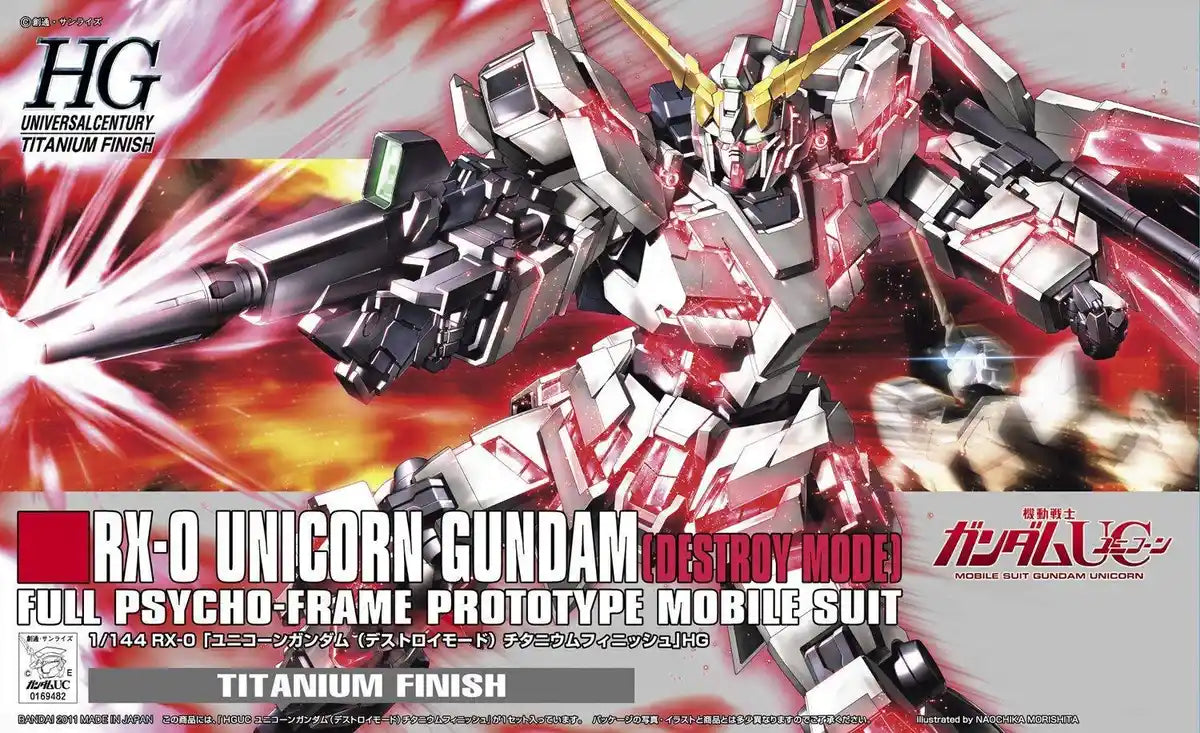 Hguc Mobile Suit Gundam Uc Rx-0 Unicorn Gundam Destroy Mode Titanium Finish 1/144 Scale Color Coded Plastic Model- Japan Figure Store - #1 Bring To You The Best Japanese Goods