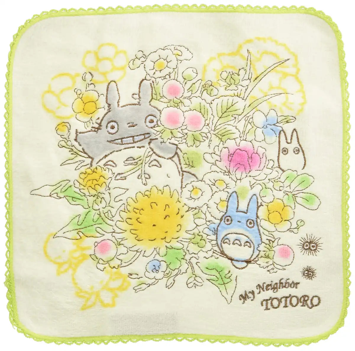 MARUSHIN My Neighbor Totoro Full Embroidery Mini Towel Spring Bouquet- Japan Figure Store - #1 Bring To You The Best Japanese Goods