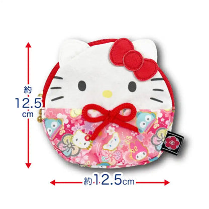 San-X Hatayama Shoji Daruma Pouch Hello Kitty Japanese Pattern 12.5cm- Japan Figure Store - #1 Bring To You The Best Japanese Goods
