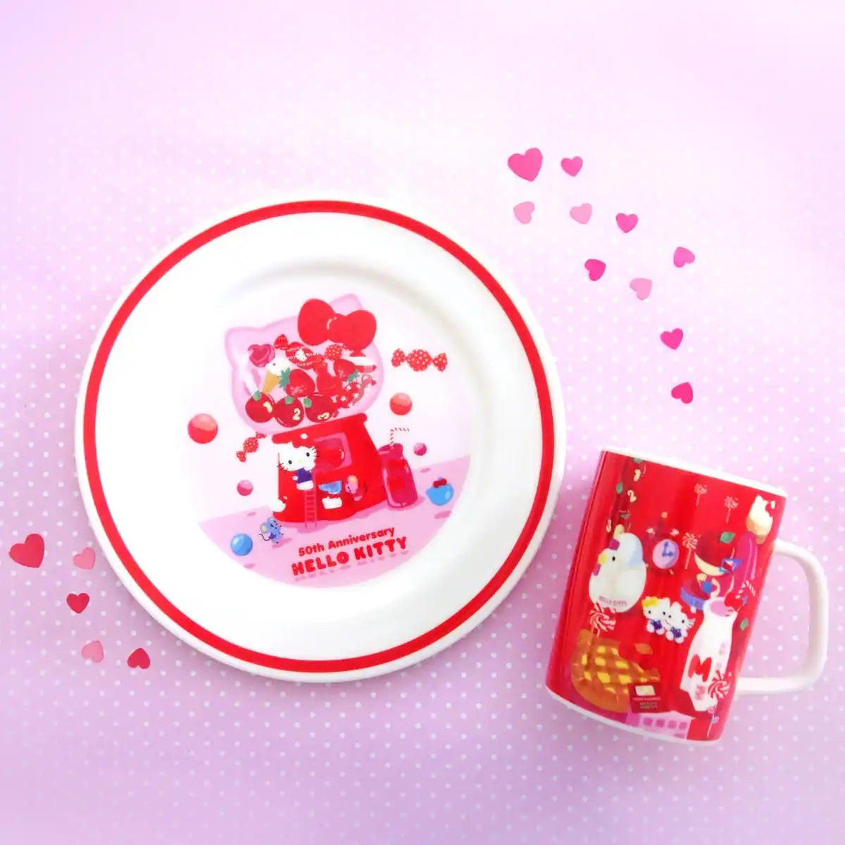 Kanesho Pottery Hello Kitty 50th Anniversary Mug 230ml Microwave Safe Japan