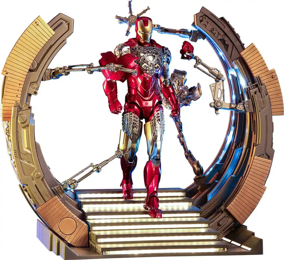 Hot Toys Movie Masterpiece Diecast Iron Man Mark 6 Version 2 with Suit-Up Gantry- Japan Figure Store - #1 Bring To You The Best Japanese Goods
