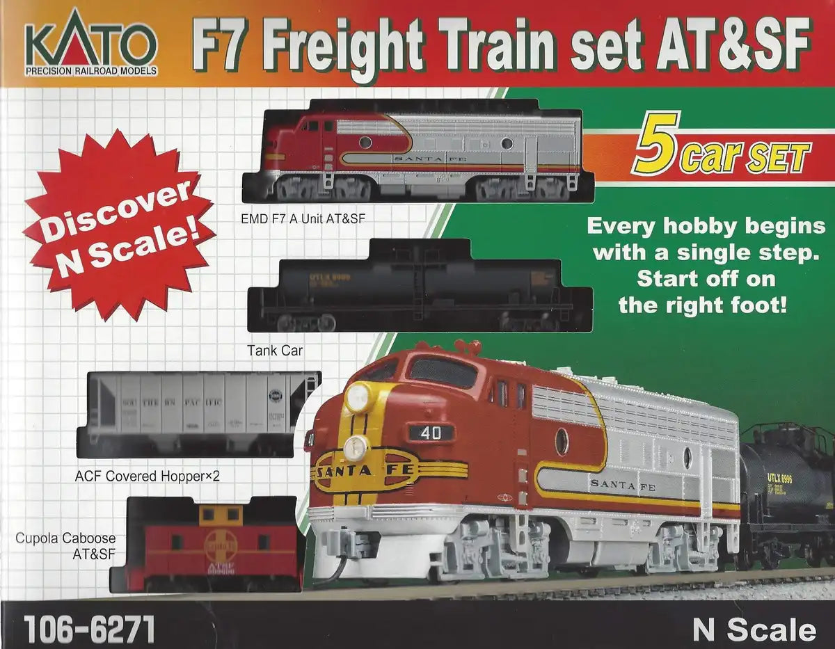KATO F7 AT&SF N Gauge Railway Model Freight Train Set 106-6271