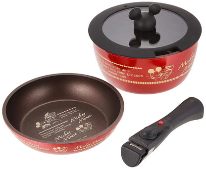Skater Disney Mickey 4-Piece Cookware Set - 20cm Pot Frying Pan Glass Lid with Removable Handles- Japan Figure Store - #1 Bring To You The Best Japanese Goods
